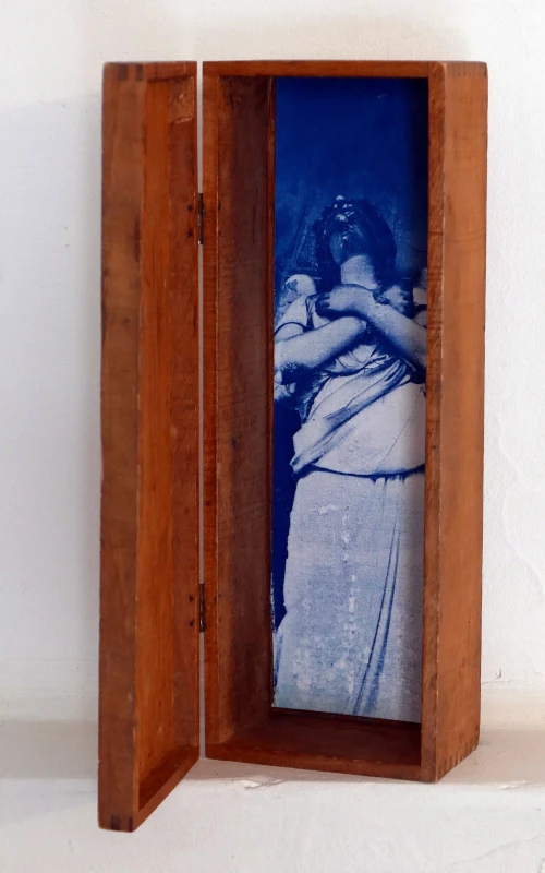 Lady in a Box, cyanotype print