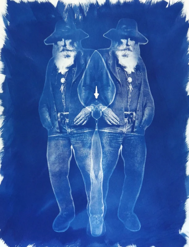 Double Cowboy, cyanotype print