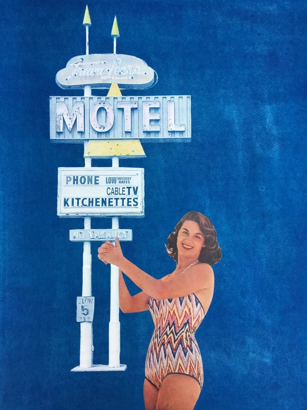 Motel Lady, cyanotype print