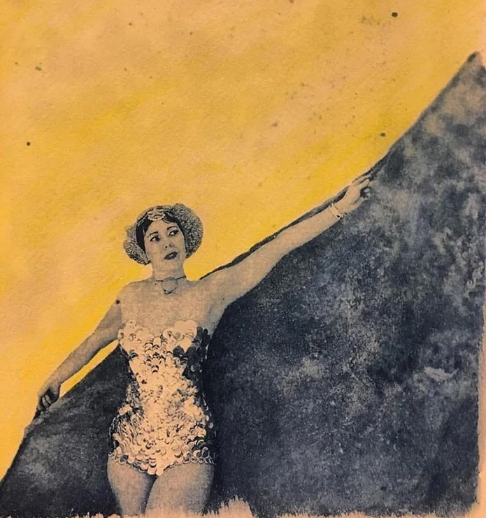 Yellow, cyanotype print